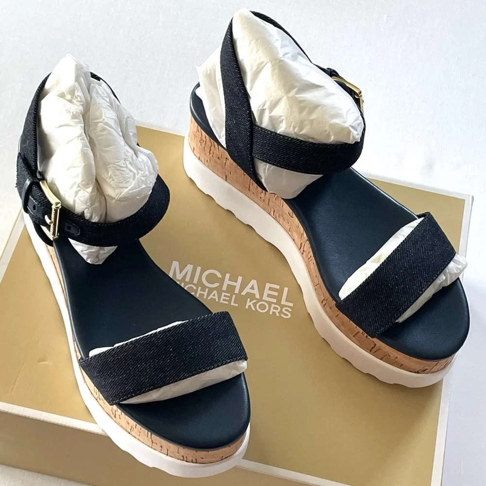 Michael Michael Kors Women's Marlon Platforms Sandals 40S0MAFS1D DK Denim PW19L
